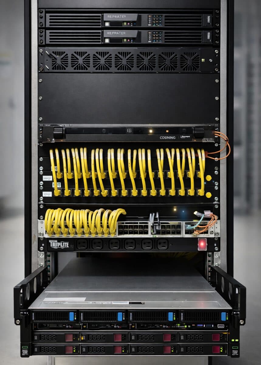 Data center server and network rack