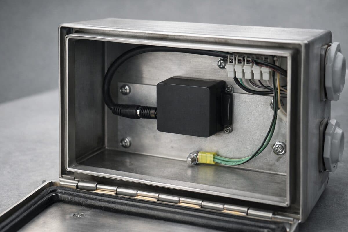 Industrial accelerometer in stainless steel enclosure